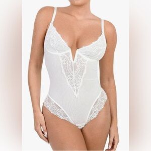 Shapewear Full Coverage Plunging Lace Slimming Bodysuit Popilush